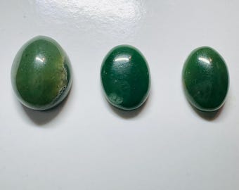 Genuine Canadian Natural Nephrite Jade Cabochon Loose Gemstones. Individual Green Stones. Jewelry Supplies and Gifts. Various Sizes.