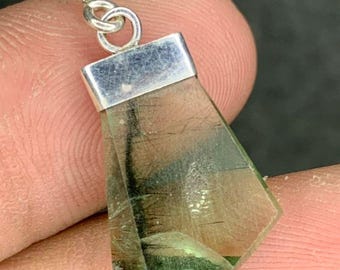 8.70 Carat Rutile Peridot Charm. Genuine Earth Mined. Rustic Handmade. Healing Crystal. Gemstone Charm Pendant. Real Gemstone.