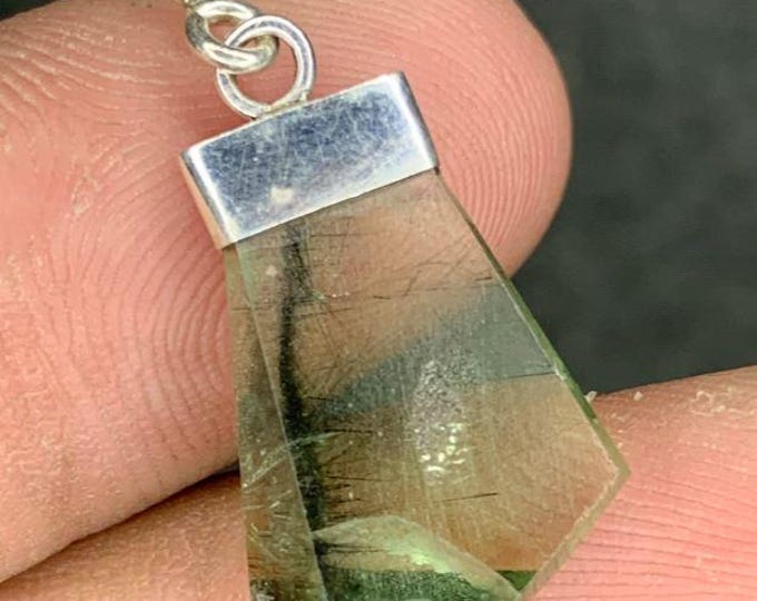 8.70 Carat Rutile Peridot Charm. Genuine Earth Mined. Rustic Handmade. Healing Crystal. Gemstone Charm Pendant. Real Gemstone.