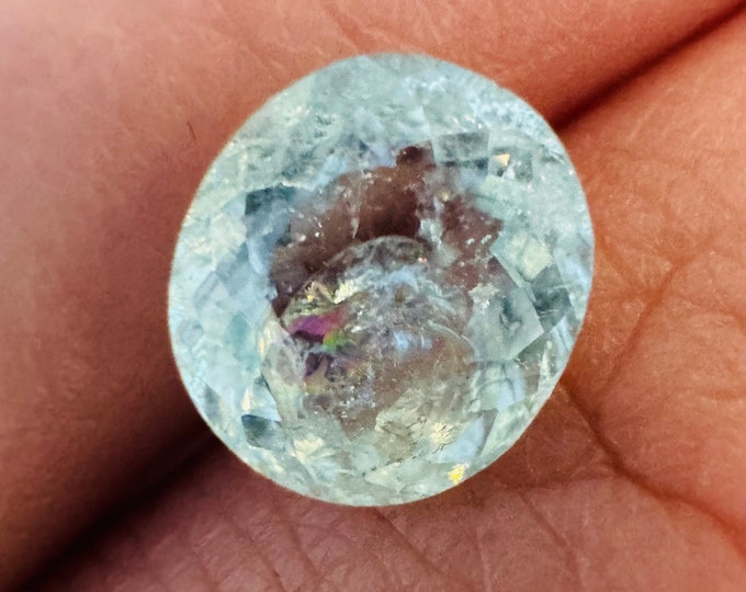 AIG Certified: 1.89 Carat Paraiba Tourmaline. Faceted Oval Cut. Loose Gemstones for Jewelry. Earth Mined. 8.25 x 7.36 x 4.56 mm. Frost Blue.