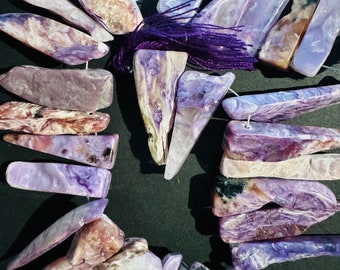 Purple Charoite Polished Beads. Freeform Shaped Gemstone | AA Natural Charoite Stone | 5 PC Of Charoite Beads for Pendant Making & Jewelry.