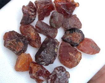 3 Piece: Natural Deep Spessartite Orange Garnet Rough. Jewelry Making and Gifts. Genuinely Earth Mined. Untreated. 15-20 Carats Approx.