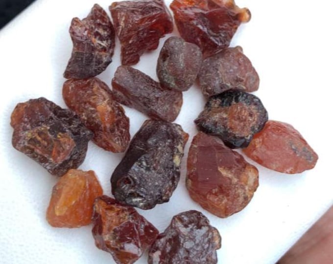 3 Piece: Natural Deep Spessartite Orange Garnet Rough. Jewelry Making and Gifts. Genuinely Earth Mined. Untreated. 15-20 Carats Approx.