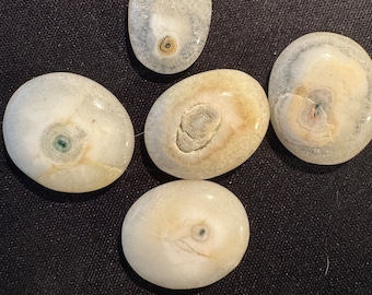 Unique Solar Quartz Cabochons for Making Jewellery. Polished Oval Cabs for Pendants and Gifts. White and Blue. Sold Individually.