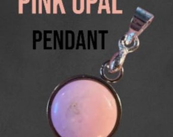 Pendant: 3.30 Carat Natural Pink Opal Cabochon. Origin Peru. 10 x 10 x 5 mm. Gemstone for Jewelry Making and Gifts. Genuine Earth Mined.