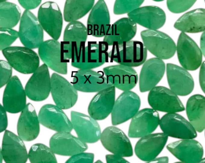 0.12 Carat Green Emerald. Brazil Origin. Sold Individually. 5 x 3 x 2.7mm. Loose Gemstones for Jewelry Making. Earth Mined. Untreated.