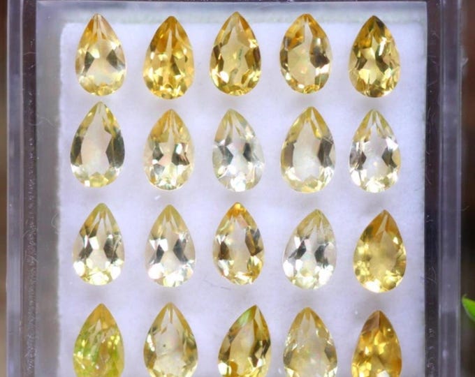 0.15-0.20 Ct Natural Bright Yellow Citrine Pear Cut 5.10 x 3.10 x 2.60 Loose Gemstones for Jewelry Making and Gifts. Sold In Pairs