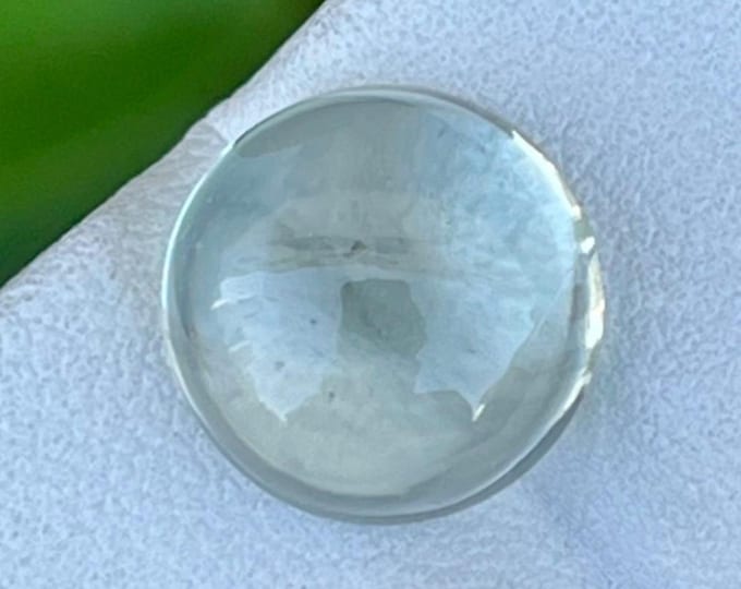 6.58 Carat Natural Pale Green Prasiolite Cabochon 11.9 x 11.9 x 6.3 mm Loose Gemstone for Making Jewellery and Gifts Ethically Earth Mined.