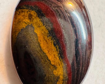 28.45 Carat Iron Tigers Eye Cabochon. Healing Stone. Loose Gemstones for Jewelry. Genuine Mined. Untreated. High Polish. 25.2 x 16.8mm