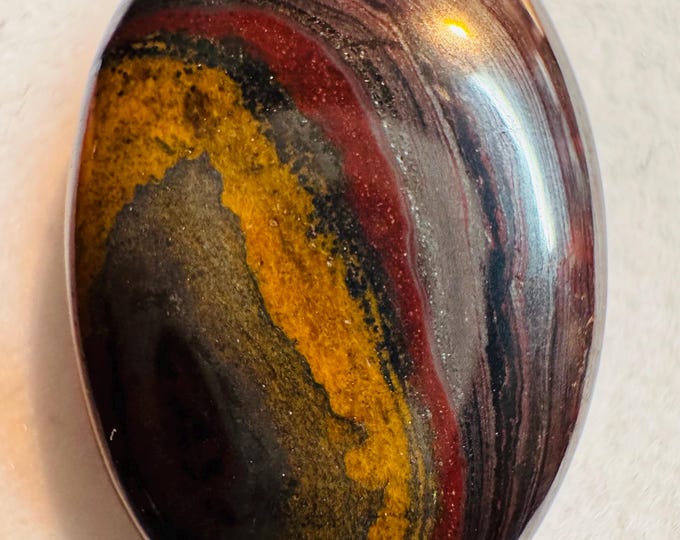 28.45 Carat Iron Tigers Eye Cabochon. Healing Stone. Loose Gemstones for Jewelry. Genuine Mined. Untreated. High Polish. 25.2 x 16.8mm
