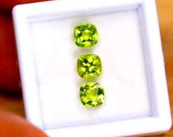 0.55 Carat Natural Apple Green Peridot Cushion Cut Untreated 5.0x 5.0x 2.80 mm Sold Individually For Jewelry Making and Gifts. Earth Mined.
