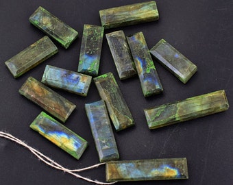 Genuine Amazing Flash Labradorite Loose Gemstone Bead for Making Pendants and Necklaces. Side Drilled Beads. Faceted Step Cut. Single Bead