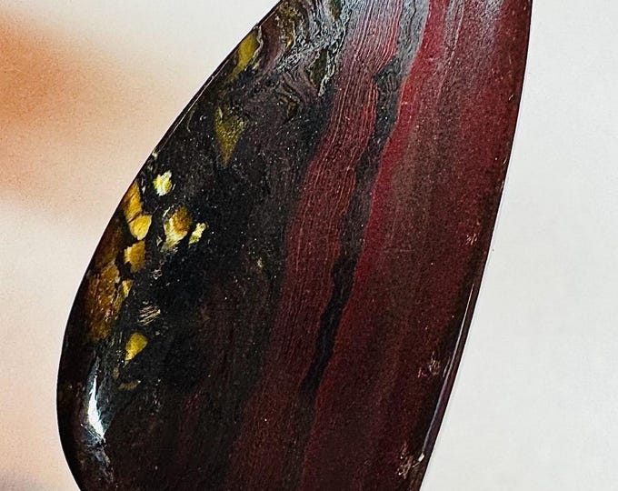 23.50 Carat Iron Tigers Eye Cabochon. Healing Stone. Loose Gemstones for Jewelry. Genuine Mined. Untreated. High Polish. 30 x 14.4mm