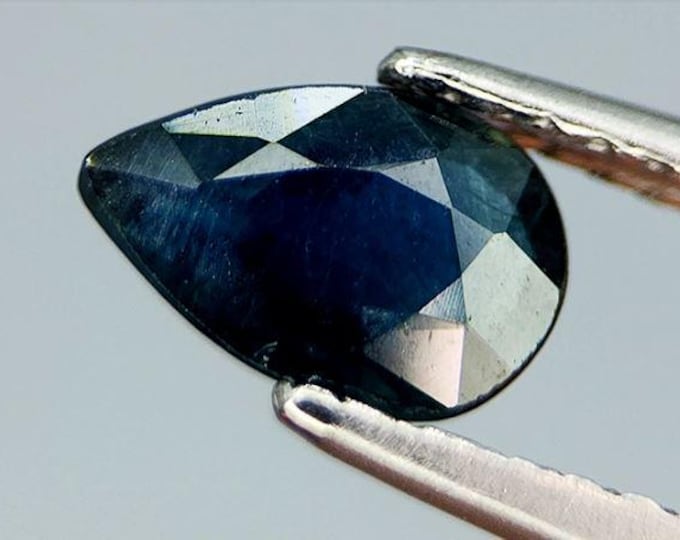 0.67 Ct Natural Blue Sapphire. Loose Gemstones for Jewelry. Faceted Pear Shape. 7.0 x 4.0 x 2.8 mm. Birthstone and Gifts. SI Grade Stone