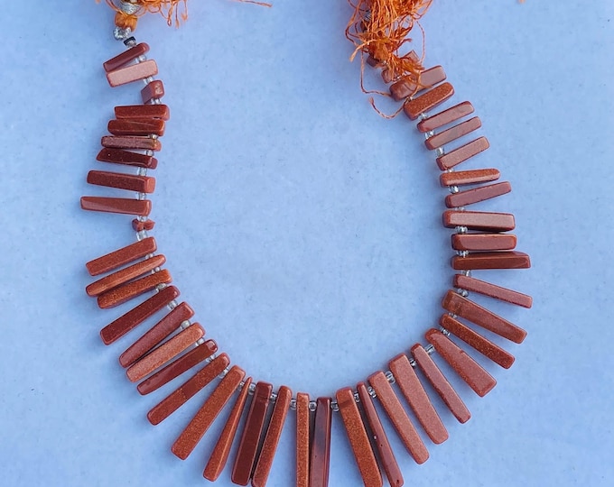Genuine Sandstone Beads Strand. Beautiful Beads. Rectangle Gemstone Beads for Gemstone Necklace. Birthstone Necklace Gift. Copper Gold.