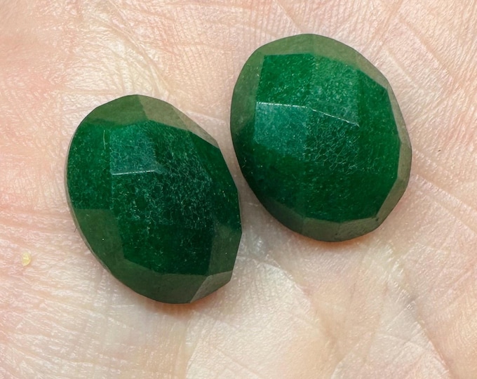 18.20 Carat Genuine Earth Mined. Dyed. Checkered Cut Pair Genuine Mined. Loose Gemstones for Jewellery. 16 x 12.5 x 6.5 mm
