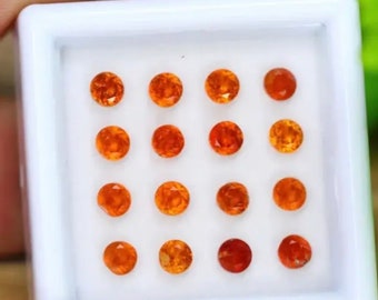 Hessonite Garnet Pair of Round Cut 2.900 x 2.900 x 2.200mm Loose Gemstones for Jewelry Making, Gifts and Precious Stone Projects.