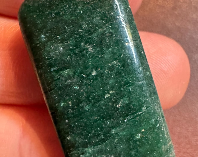 24.75 Carat Serpentine Gemstone. Beautiful Green for Pendant. Untreated. Cabochon. Unique Cut. Earth Mined. 30.6 x 14.9 x 4.8mm