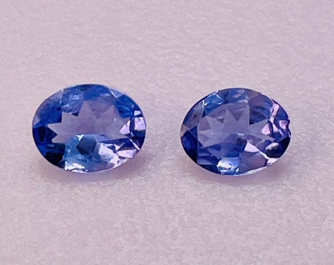 0.65 Carats Violet Blue Natural Tanzanite Pair Faceted Oval VS 4.7 x 3.7 x 2.0 mm Loose Gemstones for Jewelry Making and Gifts. Earth Mined