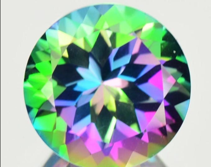 2.36 Carat Natural Mystic Topaz Round Cut 8.00 x 8.00 x 5.10 mm Loose Gemstone for Jewelry Making, Jewelry Supplies and Gifts. Earth Mined.
