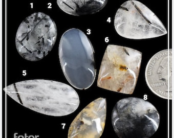 Natural Intense Black Rutile Quartz Cabochon. Genuine Mined Loose Gemstone for Making Jewellery. Gifts. Birthstone. Pendant. Sold Indivdual