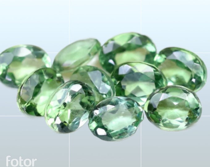 0.22 Crt Natural Apatite. 2 Piece Lot. Genuine Mined. VVS. Faceted Oval. Loose Gemstones for Making Jewelry. 4 x 3 x 2mm. Collecting Gifts.