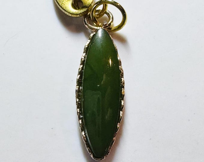 B.C Canadian Jade Pendant for Necklace & Gifts. 6.65 Carat Total. Beautiful Green Pendant with Gold Coloured Bezel. Created in Canada.