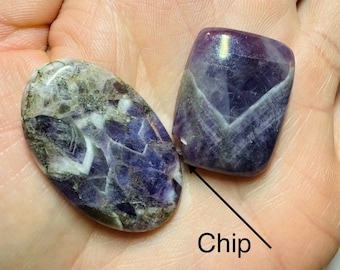 Discount: 2 Piece Natural Purple Amethyst Cabochons. Loose Gemstone for Making Jewellery. Genuine Mined Untreated. Oval and Cushion Cut.