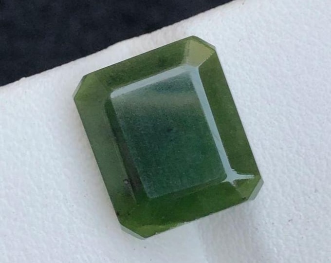 7.70 Carats B.C Canadian Jade Gemstone for Necklace & Gifts. Faceted Beautiful Green Pendant Stone. Created in B.C Canada. Fraser Valley.