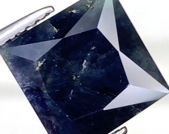 4.30 Carat Natural Black Blue Sapphire Square Cut 8.80 x 8.70 x 5.10 mm Loose Gemstone for Jewelry Making and Gifts. Genuine Mined.