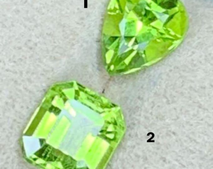 Natural Green Peridot Carats Gemstone. VS. Untreated. Medium Green. Earth Mined. Loose Gemstones. Emerald and Pear. Sold Seperate.