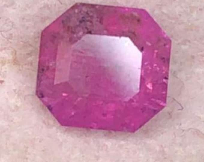 1.20 Carat Kashmir Pink Ruby Earth Mined Faceted. Loose Gemstone for Jewelry. Emerald Cut Genuine Real Pink Ruby.  5 x 5 x 4.5 mm.