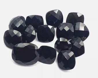Genuine Black Spinel Checkered Cushion Cut. Various Sizes. Untreated. Jewellery Supplies. Loose Gemstones for Making Jewellery. Faceted.