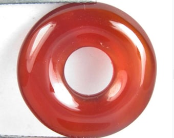 8.23 Carat Natural Fanta Orange Carnelian Donut. Round Unheated 17.7 x 17.7 x 3.9 mm. Loose Gemstone for Jewelry Making and Gifts.