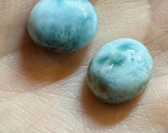 11.90 Carat Genuine Mined Larimar Pair. Loose Gemstone for Making Pendants. Patterned Blue. Lost Atlantis Stone. Chakra. 11.7 x 9.9 mm