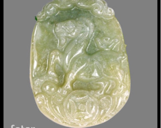 87.16 Carved Jadeite. Genuine Mined Green Jade Loose Gemstone for Jewellery Supplies and Gifts. 42.6 x 31.0 x 6.2 mm. Birthstone. Gfits.