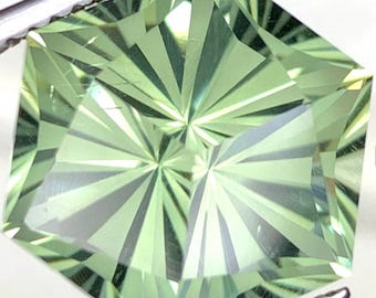 6.11 Carat Stunning Natural Green Prasiolite Fancy Precision Cut 11.14 x 11.14 x 10.02 mm Gemstone for Jewelry Makers and Gifts. Earth Mined