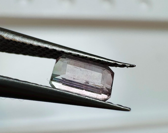 0.35 Carat Rose & Teal (Very Faint Bi-Colour) Tourmaline. Emerald Cut. 5 x 3.5 x 3mm. Loose Gemstone.  Genuine Earth Mined. SI Grade