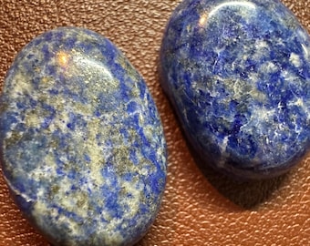 2 Piece: 50.65 Carats Lapis Lazuli. Natural Untreated Cabochons. 21.8 x 16.3 x 7mm. Loose Gemstones for Making Jewelry. 2 Pieces Per Order.