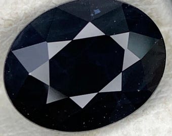 1.25 Carat Natural Deep Blue Black Sapphire Excellent Cut 7.10 x 5.00 x 3.50 mm Loose Gemstone for Jewelry Making and Gifts. Genuine Mined.
