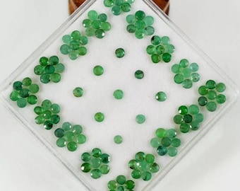2 Pieces: Natural Columbian Green Emeralds. 2.2 x 2.2 x 1.5 mm. Loose Gemstones for Jewelry Making and Gifts. Earth Mined. SI. Oiled.