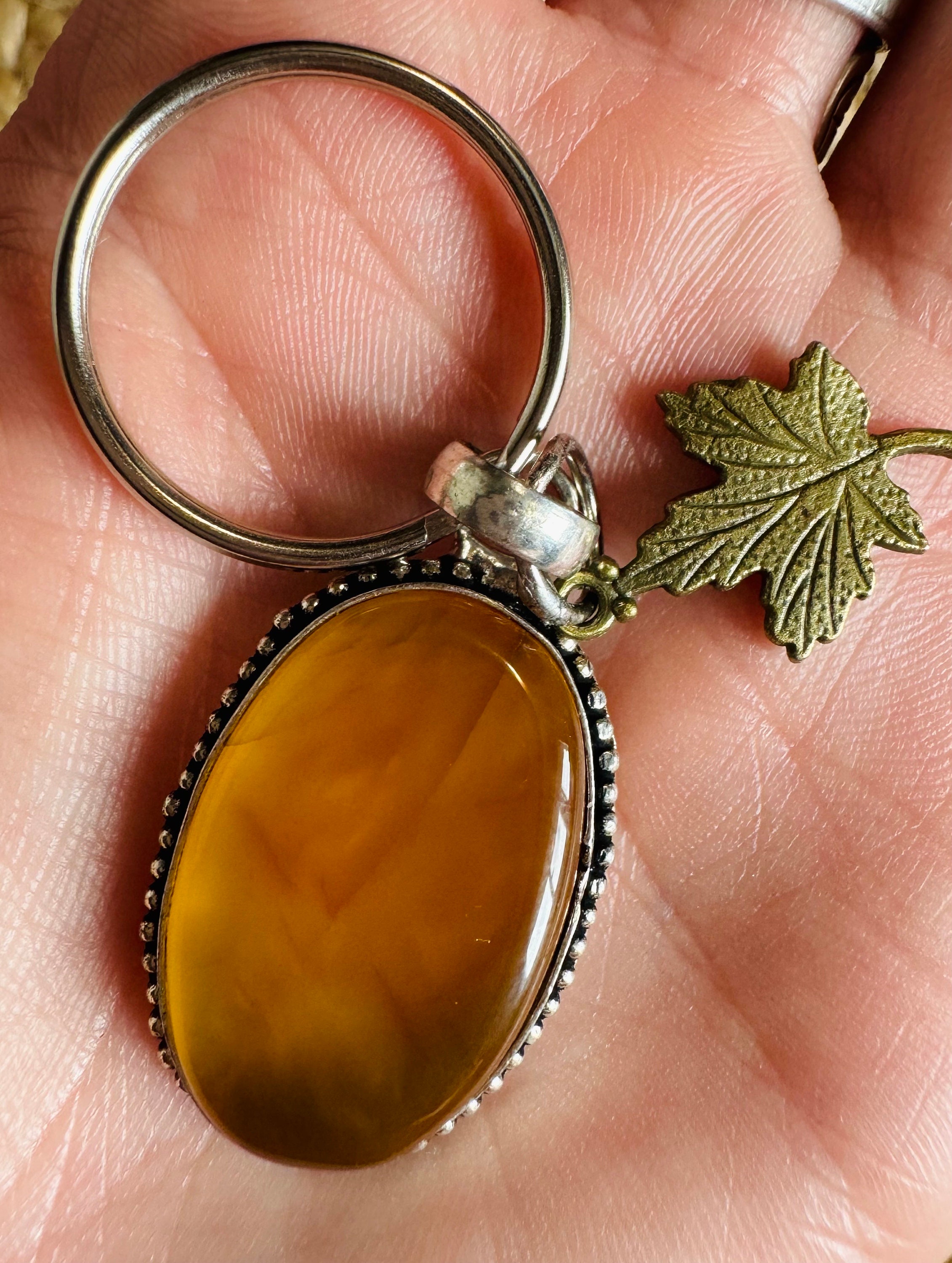 Yellow Agate Charm. Genuine Earth Mined. Dog Collar. Healing Crystal. Durable Purse Gemstone Charm Pendant. Real Gemstone. Handmade in CAN