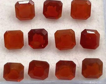 Mexican Opal Fire Opal. Faceted Oval Gemstone. Loose Gemstones for Making Jewelry. Sold Individually. VS. 4 x 4 x 3 mm. Square.