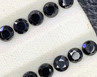 3.30 mm Pairs Natural Black Sapphire Round Cut 3.3 x 3.3 x 2.0 mm Loose Gemstone for Jewelry Making and Gifts. Genuine Earth Mined.