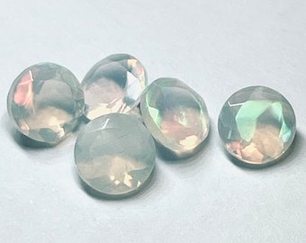 Natural Ethiopian Welo Opal Round Faceted. 0.25-0.35 Carat 4.8mm x 4.8mm Loose Gemstones for Jewelry Making and Precious Gemstone Projects.