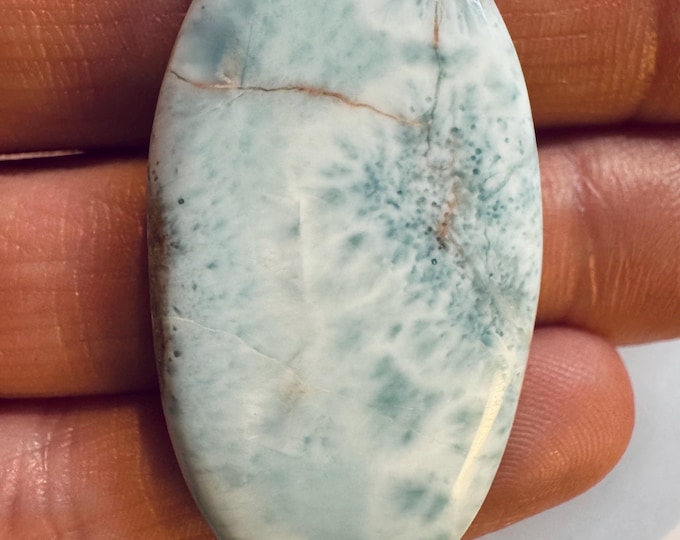 40 Carat Genuine Mined Larimar. Pale Blue. Loose Gemstone for Making Pendants. Untreated. 39 x 21 x 6 mm. Lost Atlantis Stone. Chakra.