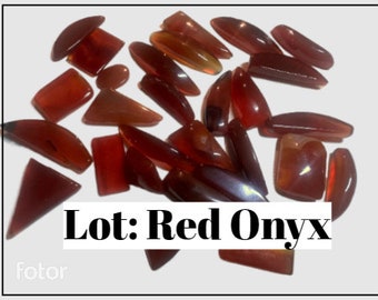 LOT: Red Onyx 336.55Ct. Natural Unheated Red Onyx Set Lot. Genuine Mined. Loose Gemstones for Jewellery. Various Cabochons