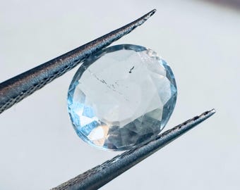 1.0 Carat Genuine Mined Aquamarine. Loose Gemstone for Making Jewellery and Gifts. Faceted Oval. 6.7 x 5.9 mm. Birthstone.