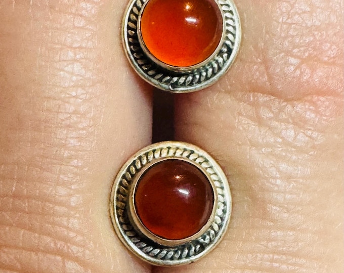 Rustic 925 Silver Natural Onyx Stud Earrings. Push Back Closure Perfect for Wearing Anytime of Day. Lovely Gift. Earth Mined Gemstone.