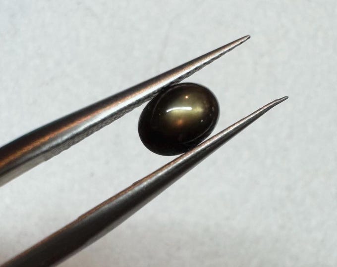0.80 Carat Genuine Mined Black Star Diopside. Loose Gemstones for Making Jewellery. Sold Individually. 6x4.2mm. Cabochon.